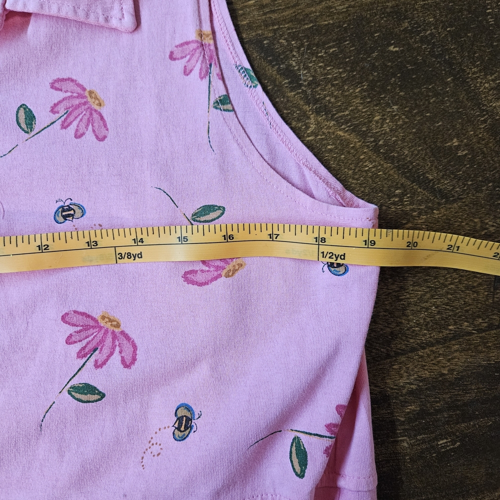 Vintage 90s Zip Code Pink Floral Bumble Bee Cotton Knit Maxi Dress - Large - Picture 5 of 6
